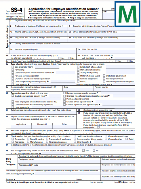 IRS Form SS-4